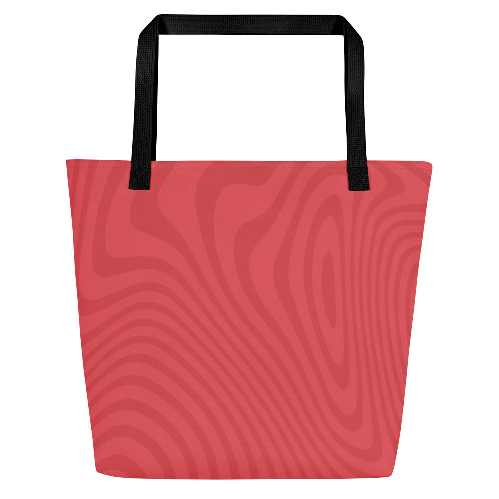 Risen Rebel "Swirl" All-Over Print Large Tote Bag- Coral