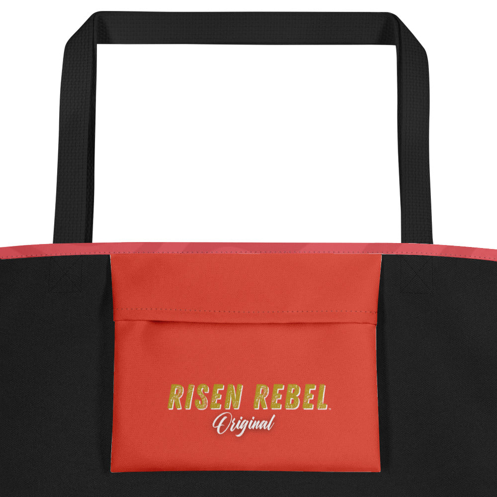 Risen Rebel "Swirl" All-Over Print Large Tote Bag- Coral