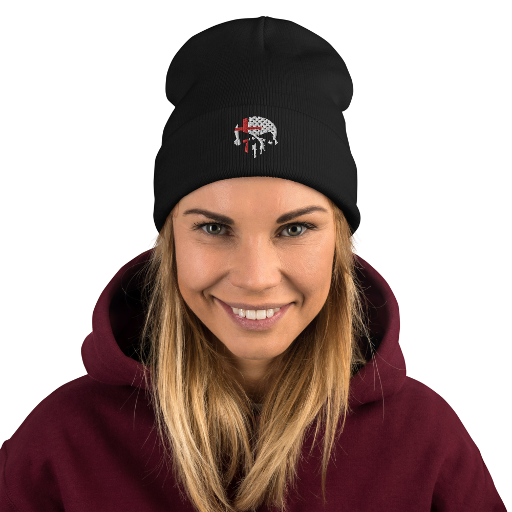 Rebel Skull Embroidered Beanie