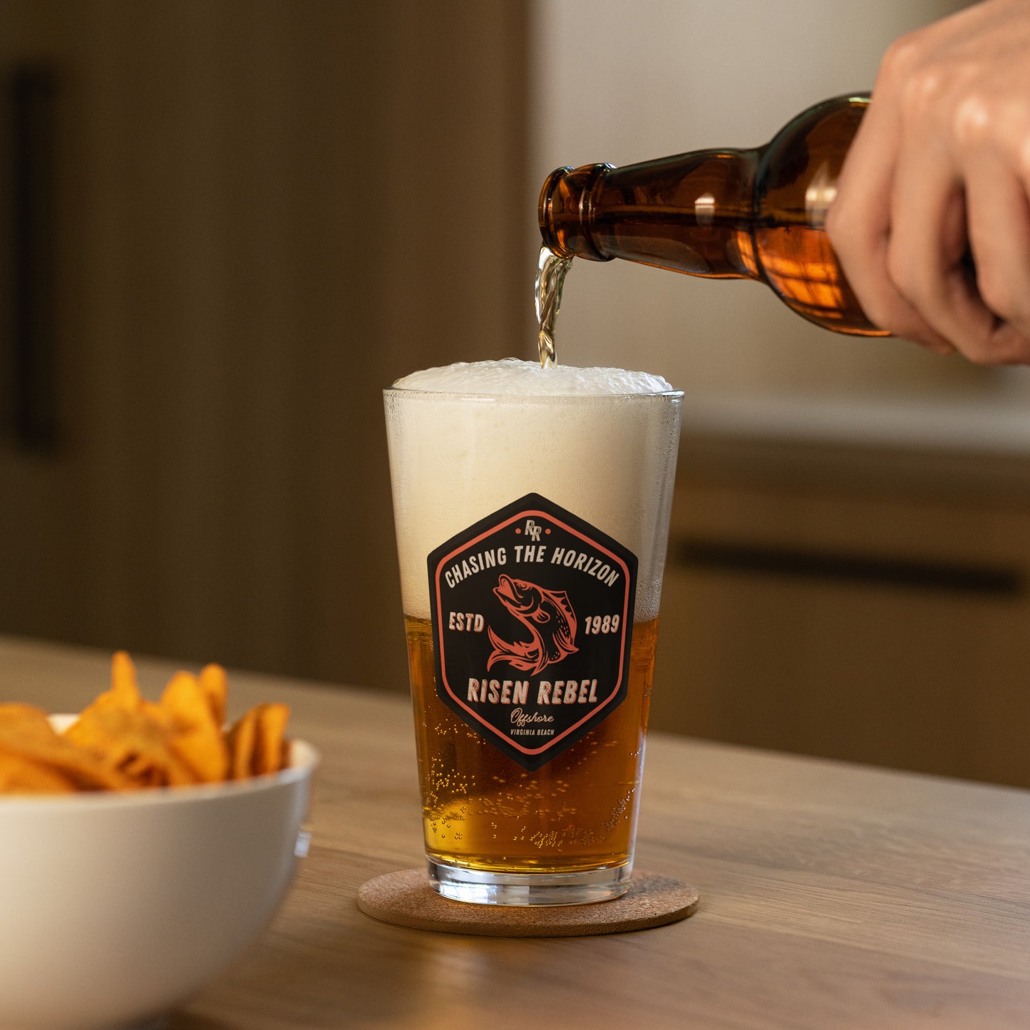 Risen Rebel Offshore Shaker Pint Glass- (1 in a set of 5)