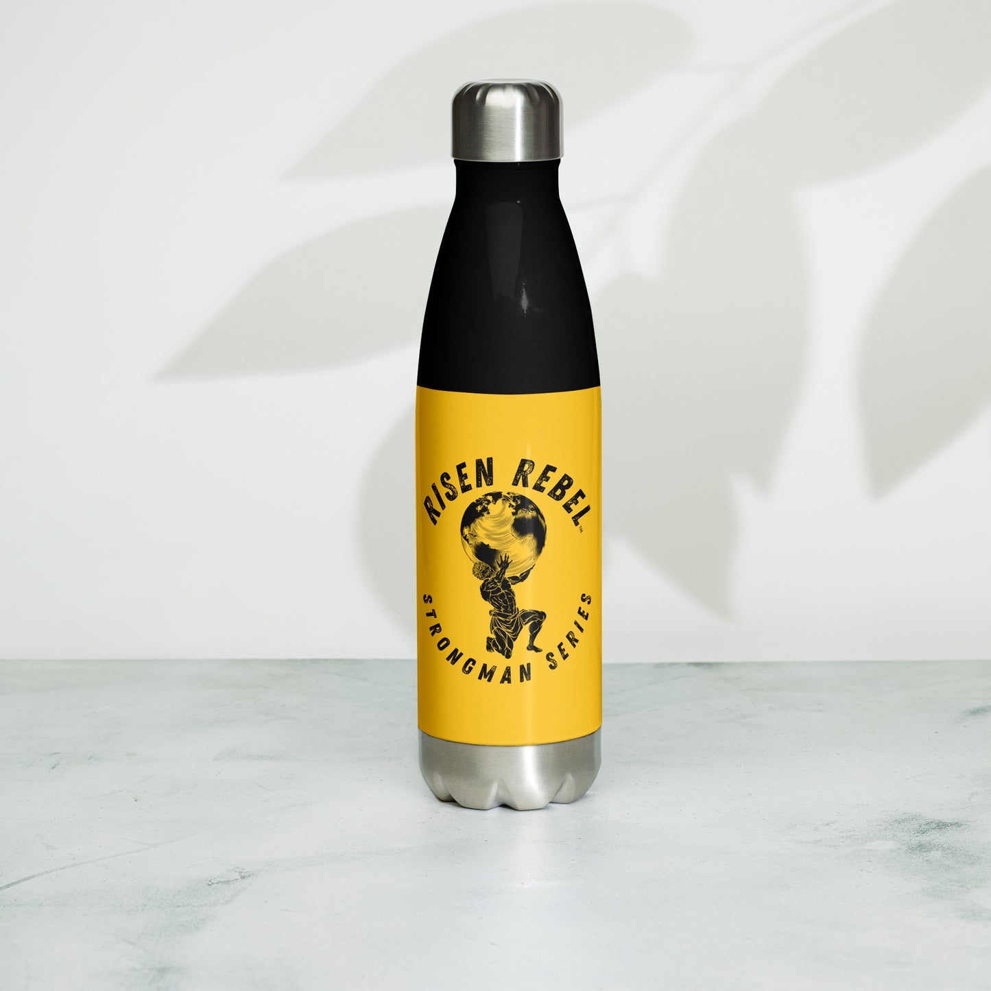 Risen rebel "Strongman Series" Stainless Steel Water Bottle- Hawkeye Gold