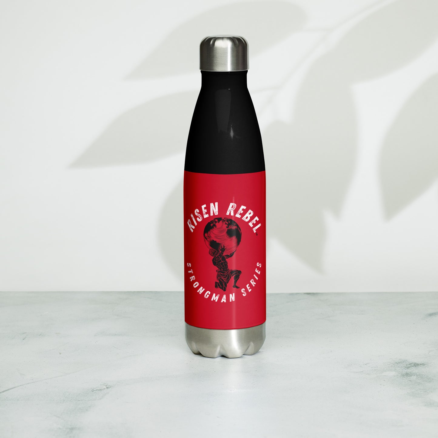 Risen rebel "Strongman Series" Stainless Steel Water Bottle- Red