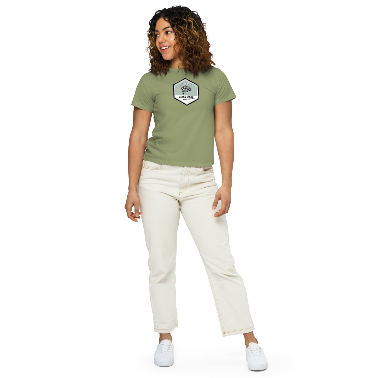Risen Rebel Fishing Lodge Women’s High-Waisted T-shirt
