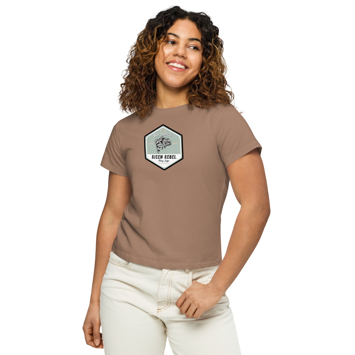 Risen Rebel Fishing Lodge Women’s High-Waisted T-shirt