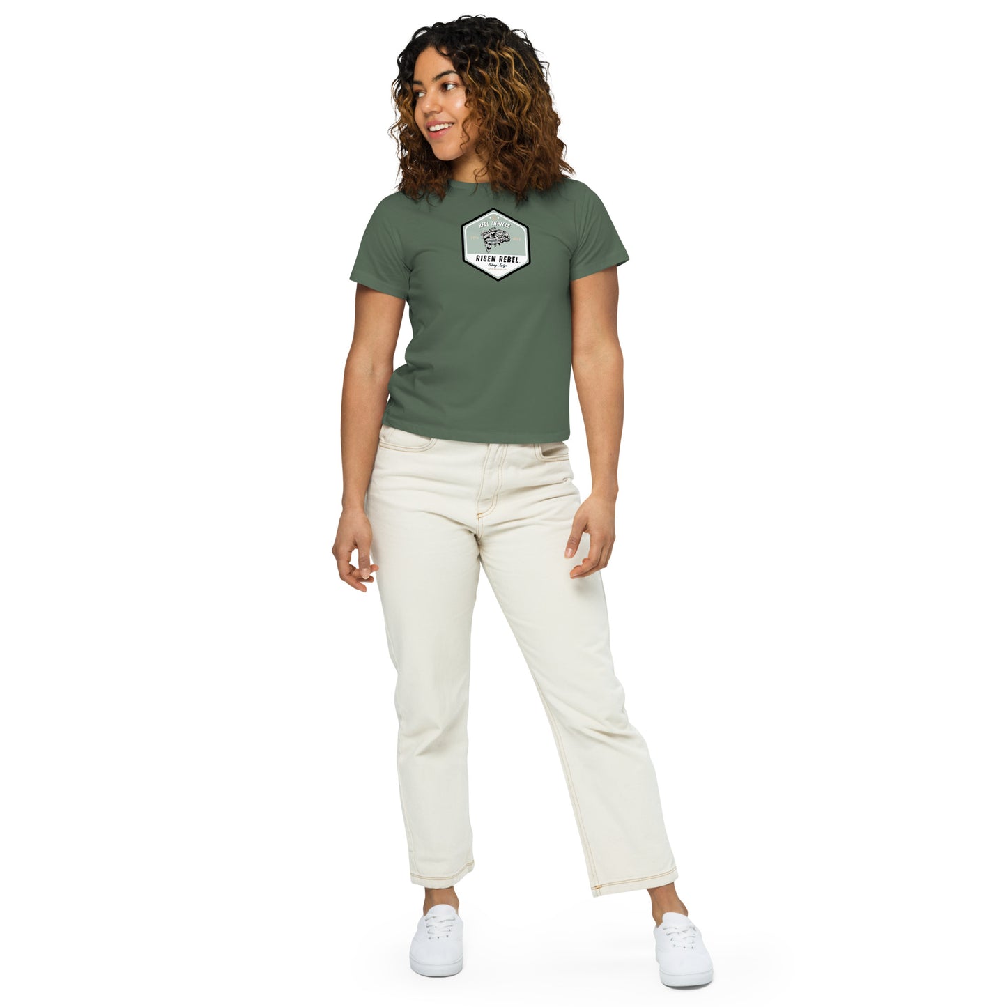 Risen Rebel Fishing Lodge Women’s High-Waisted T-shirt