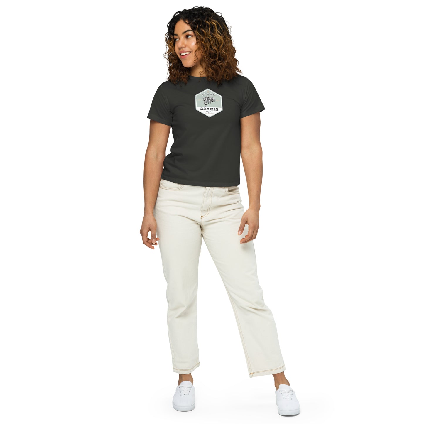 Risen Rebel Fishing Lodge Women’s High-Waisted T-shirt