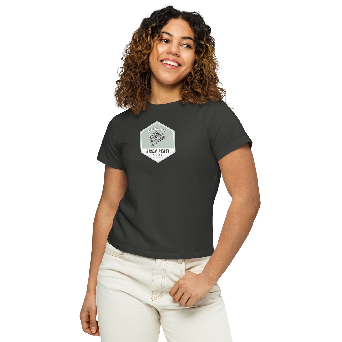 Risen Rebel Fishing Lodge Women’s High-Waisted T-shirt