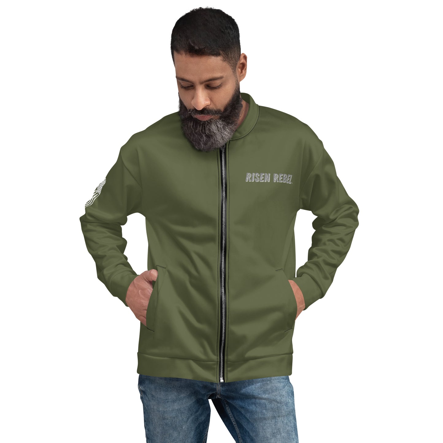 Risen Rebel Demon Killer Bomber Jacket- Military Green