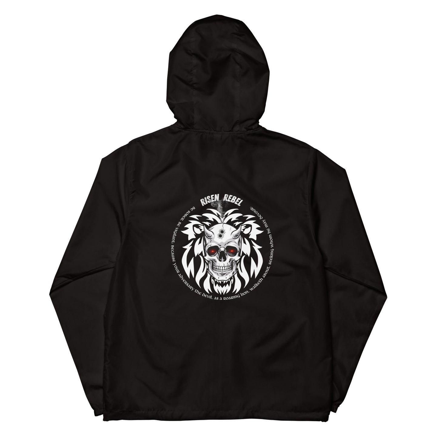 Risen Rebel Demon Killer Lightweight Zip Up Windbreaker- Black