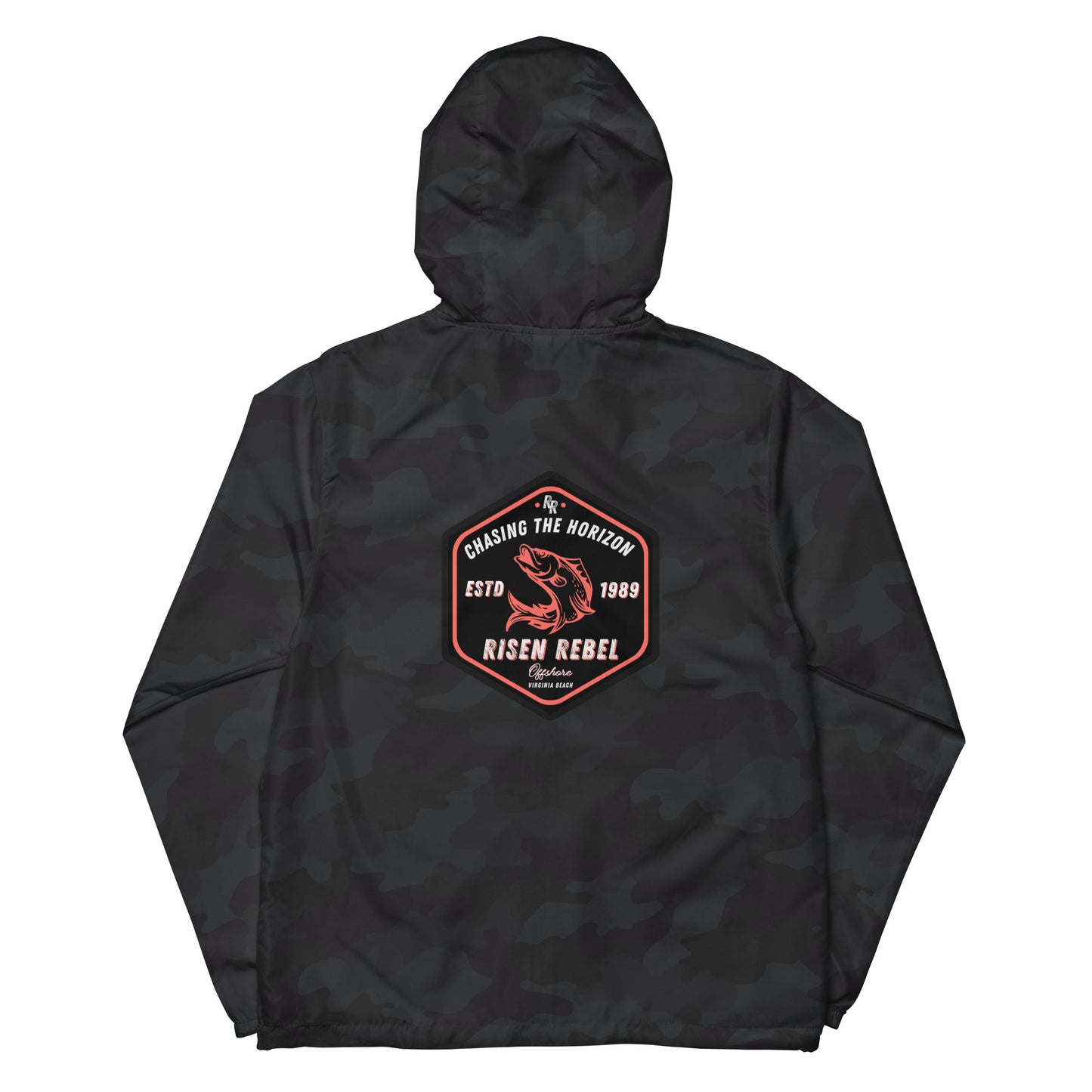 Risen Rebel Offshore Lightweight Zip Up Windbreaker- Black Camo