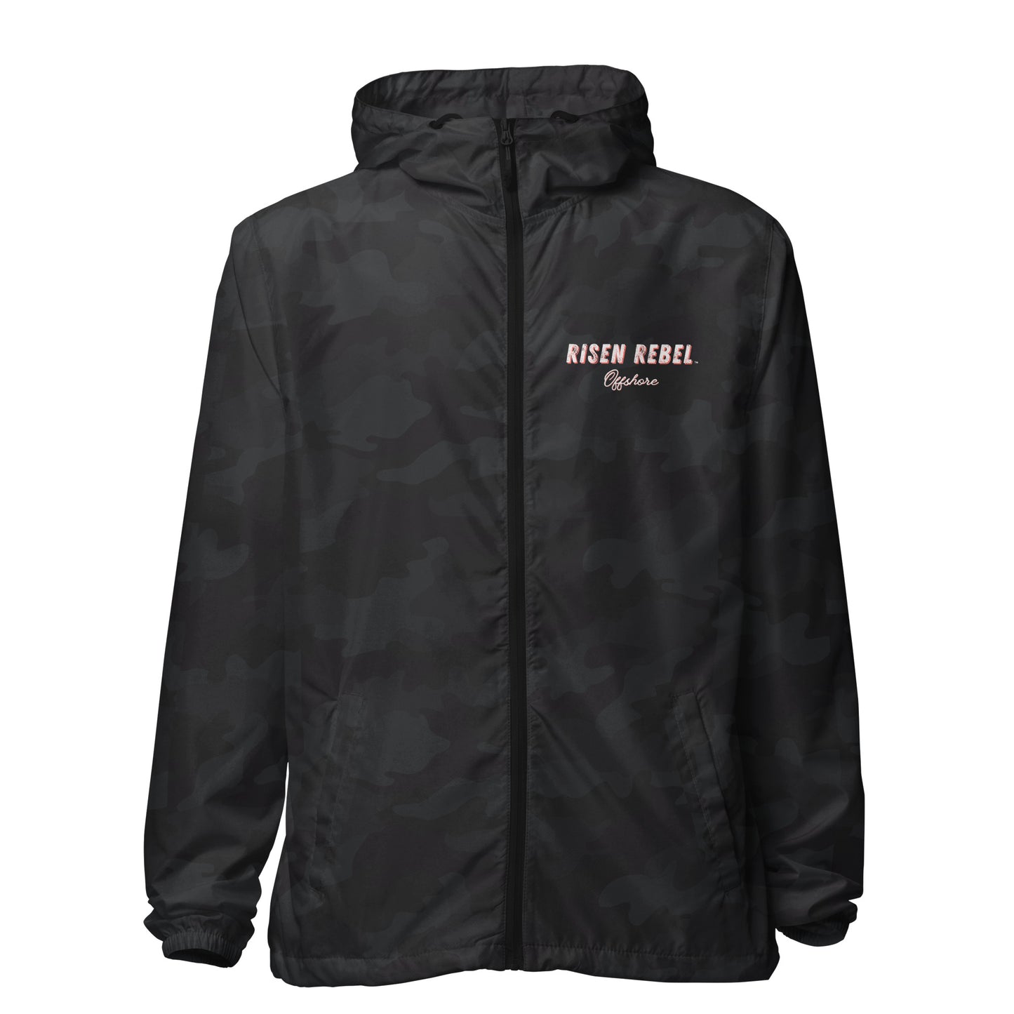 Risen Rebel Offshore Lightweight Zip Up Windbreaker- Black Camo
