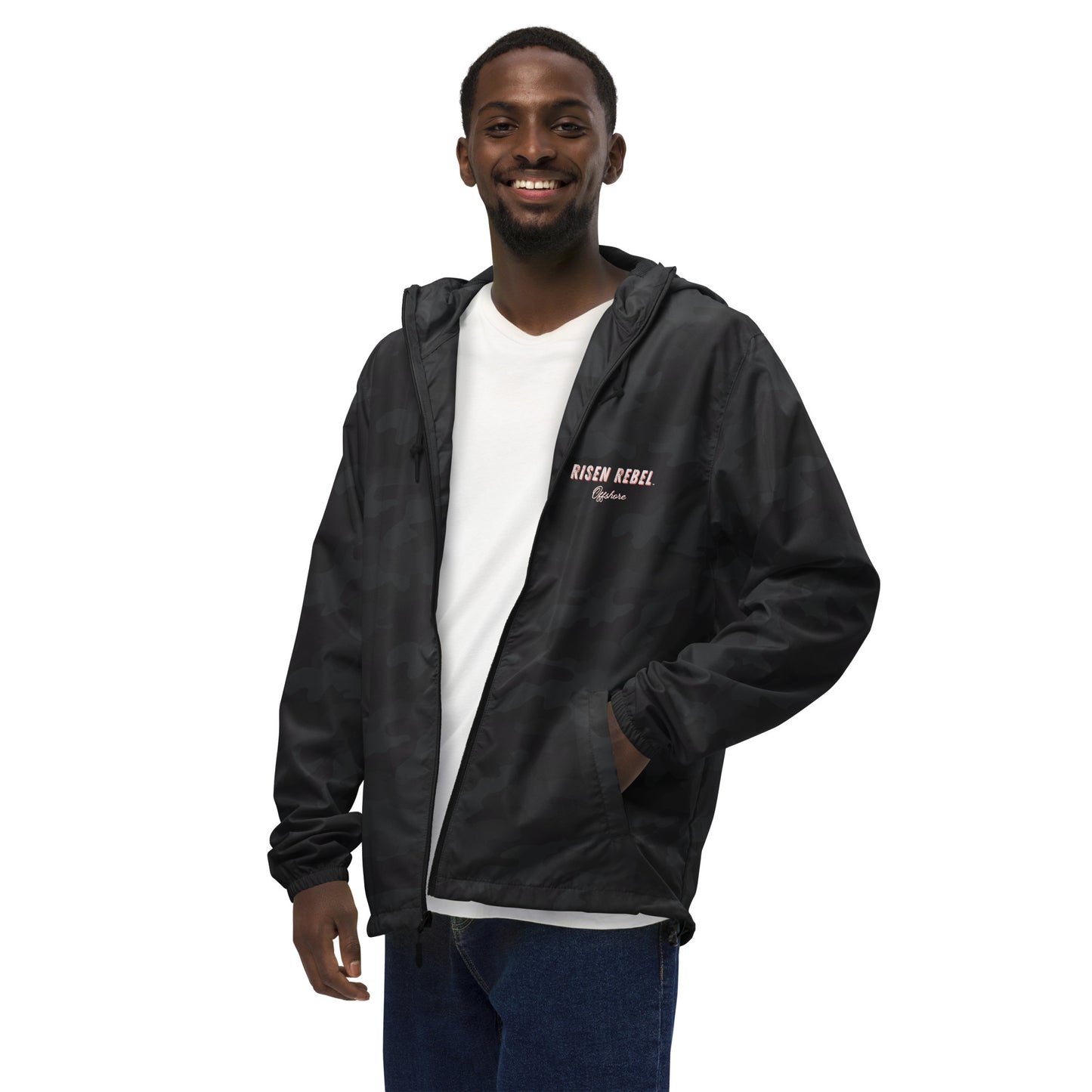 Risen Rebel Offshore Lightweight Zip Up Windbreaker- Black Camo