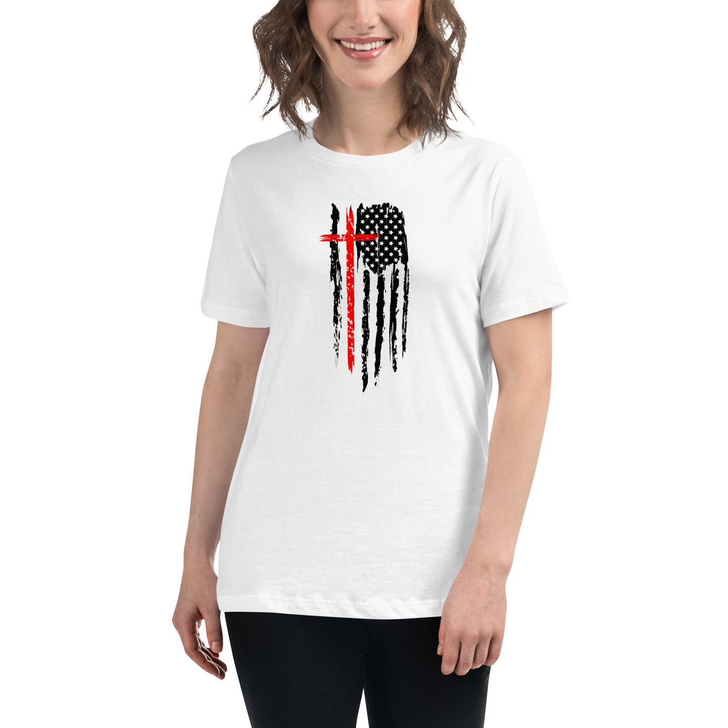 Risen Rebel Classic Women's Relaxed T-Shirt- Whi/Bla/Red