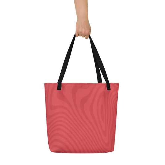 Risen Rebel "Swirl" All-Over Print Large Tote Bag- Coral