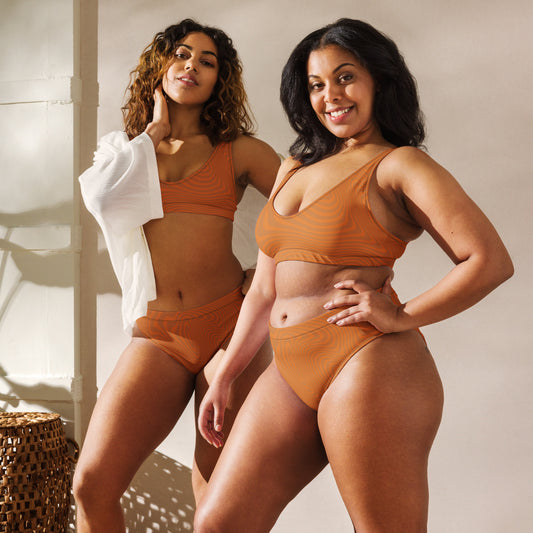 Risen Rebel Recycled High-Waisted Bikini- Orange Swirl