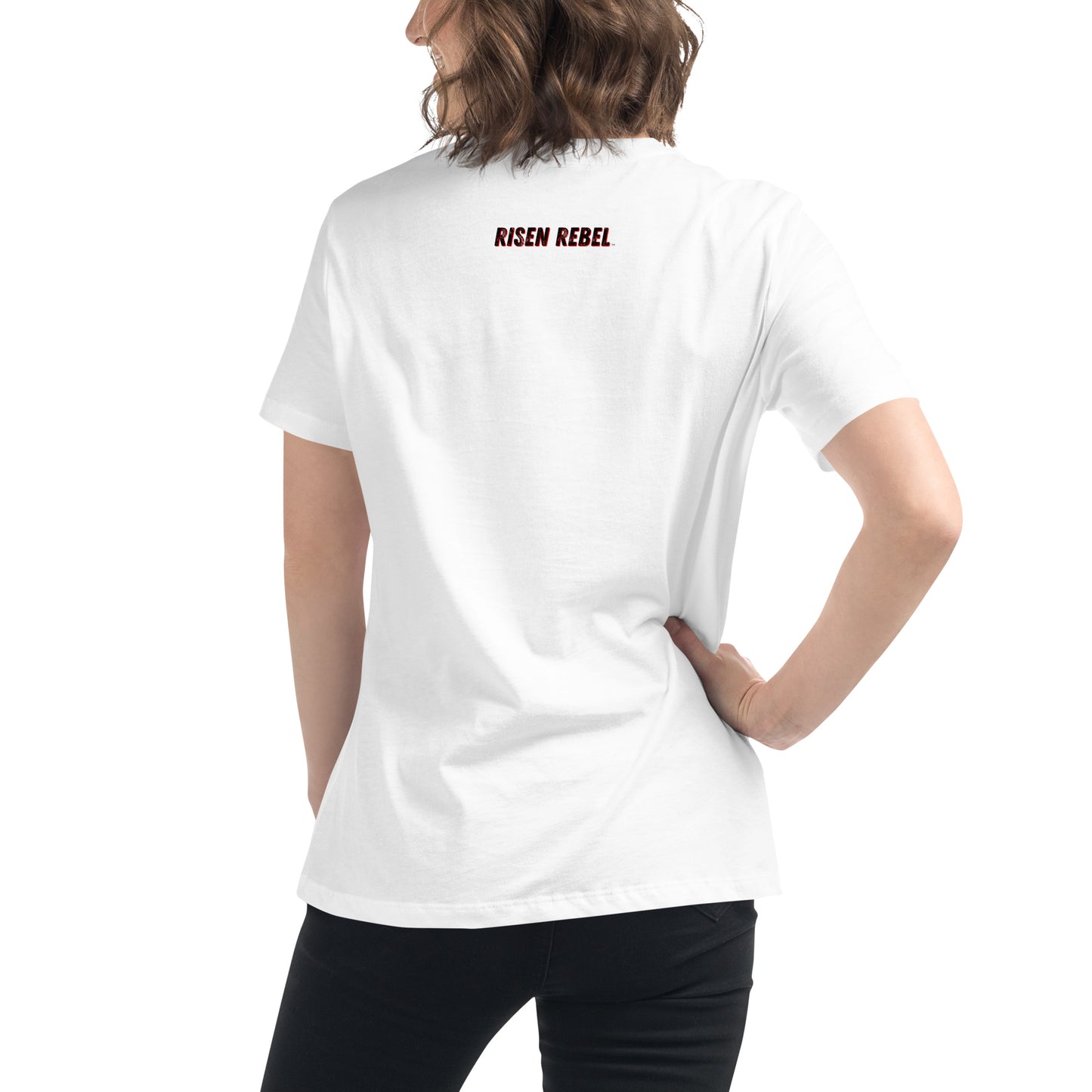 Risen Rebel Classic Women's Relaxed T-Shirt- Whi/Bla/Red
